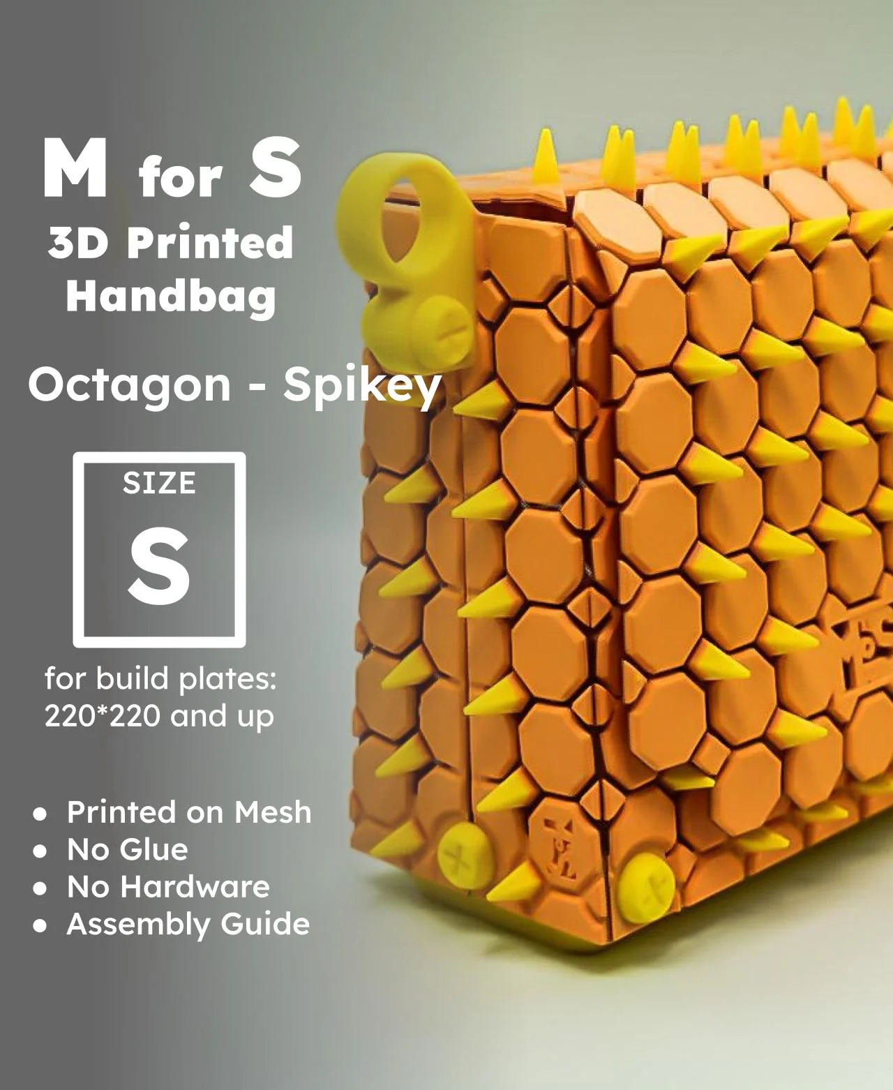 M for S Handbag - Size S - Octagon Spikey 3d model