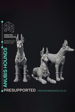 Anubis Hounds - 3 Model - Court of Anubis - PRESUPPORTED - Illustrated and Stats - 32mm scale 3d model