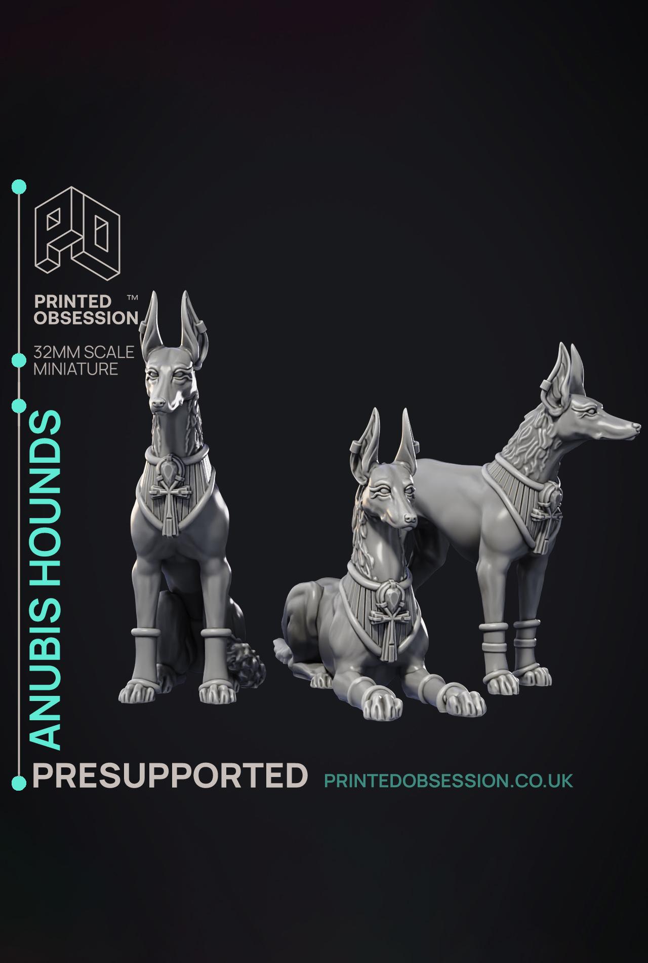 Anubis Hounds - 3 Model - Court of Anubis -  PRESUPPORTED - Illustrated and Stats - 32mm scale 3d model