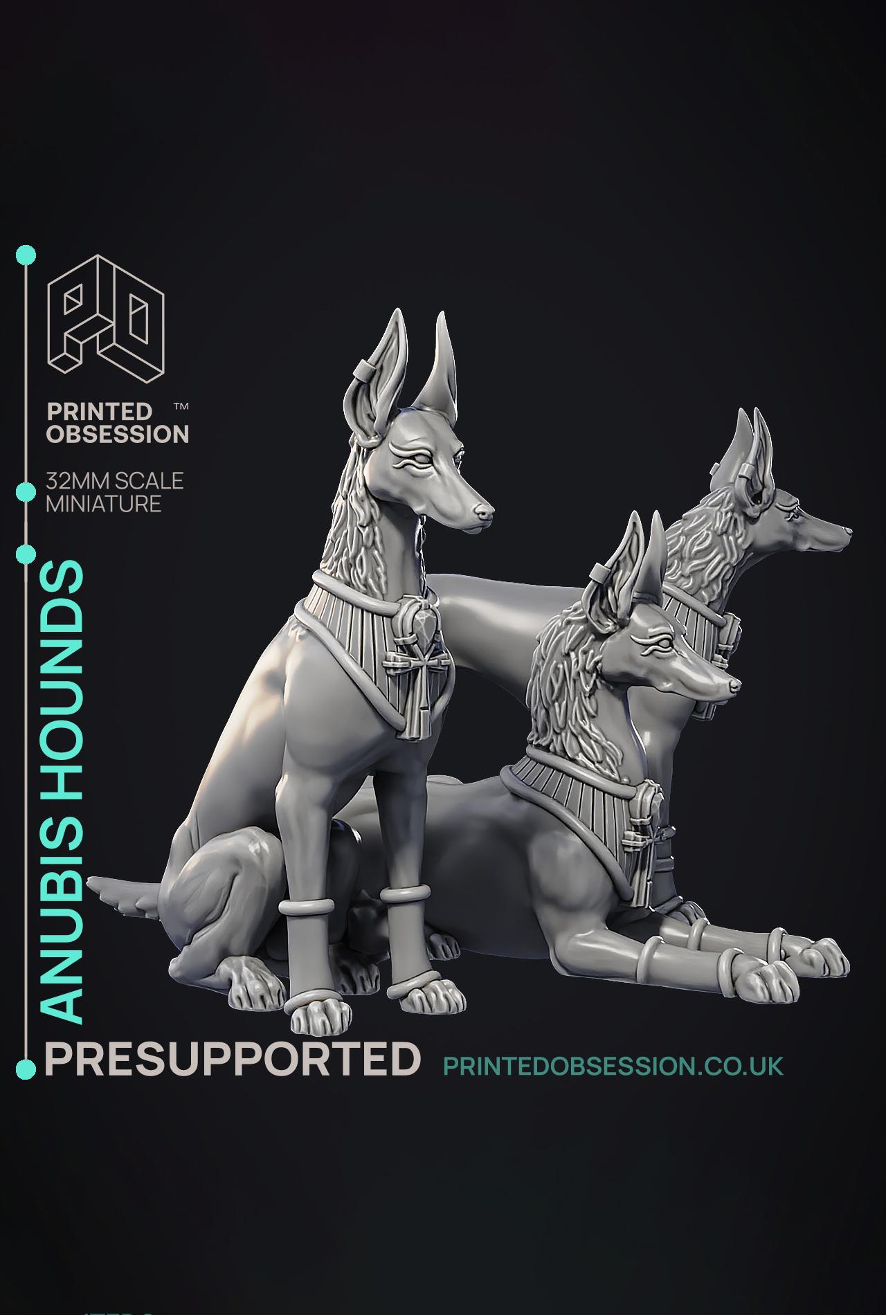 Anubis Hounds - 3 Model - Court of Anubis -  PRESUPPORTED - Illustrated and Stats - 32mm scale 3d model