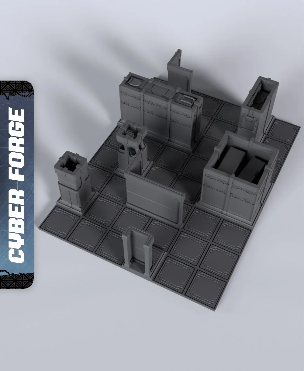Outland Gridrunner Terrain - With Free Cyberpunk - Sci-Fi Gift Ideas for RPG and Warga 3d model