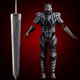 ULTIMATE BERSERK ARMOR GUTS PACK full armor with helmet cannon arm dragonslayer behelit and figure l 3d model