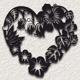heart wall art flowers wall decor frame valentines day decoration 3d model