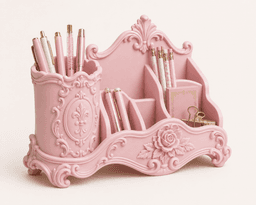 Baroque Vanity & Desk Organizer STL ,Rococo Makeup Brush Holder , Pen Holder , Desk Organizer 3d model
