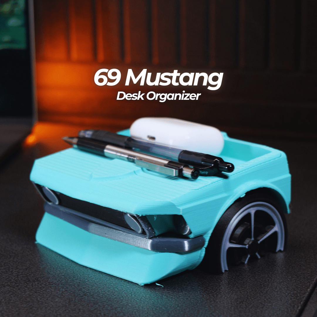1969 Mustang Desk Organizer – Classic Muscle Car Front-End STL (Multi-Piece & Multicolor Options) 3d model