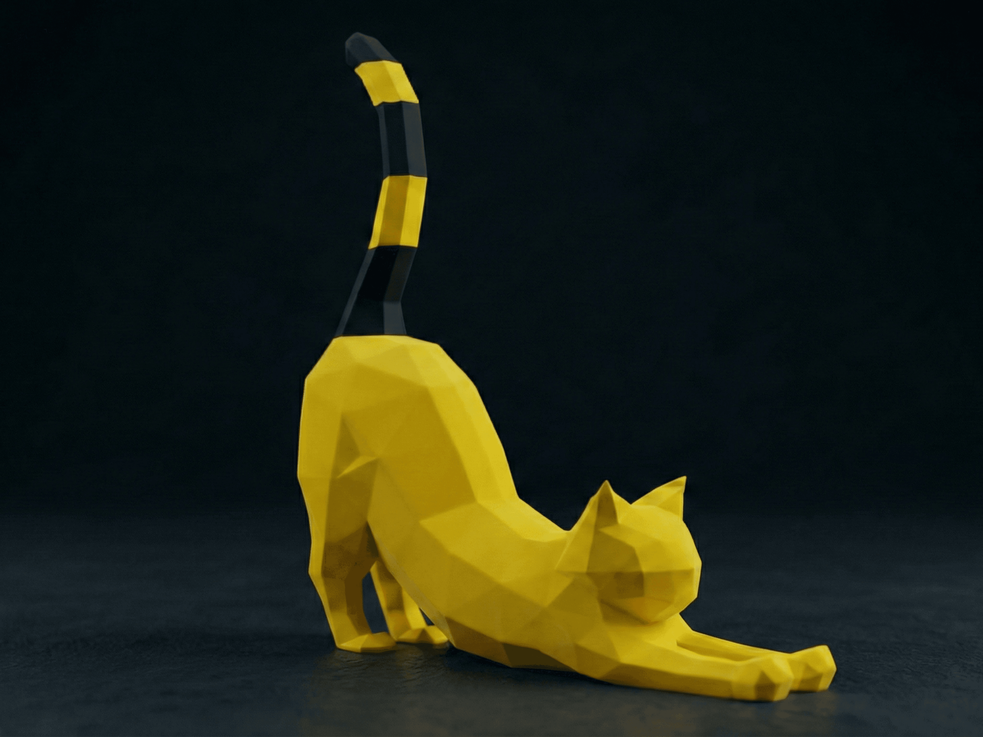 Low Poly Stretching Cat 3d model
