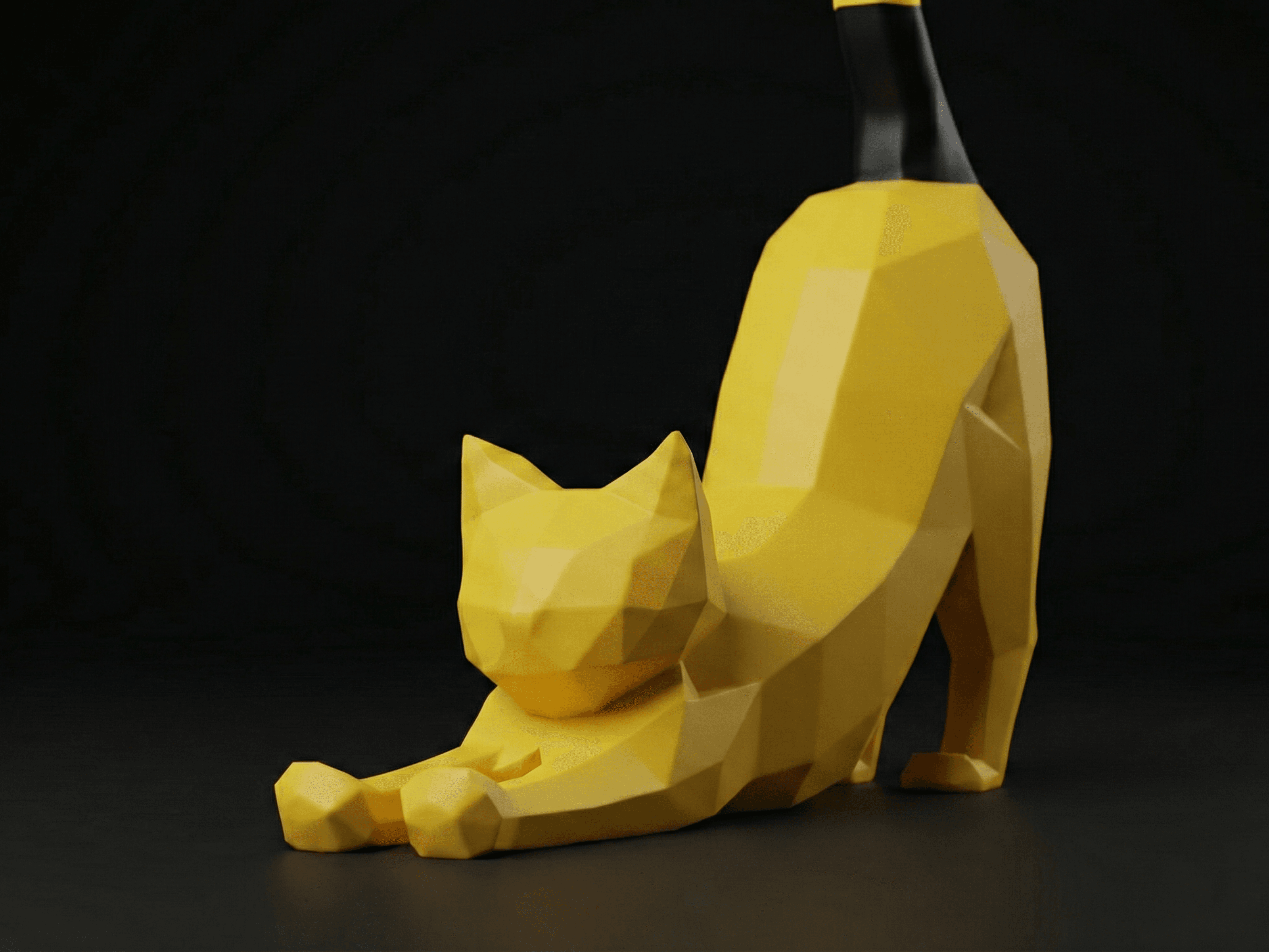 Low Poly Stretching Cat 3d model