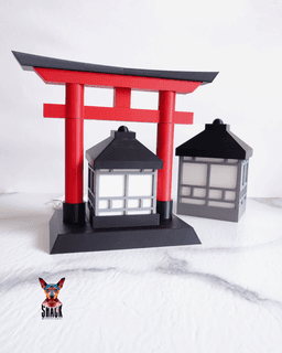 Japanese Temple-Inspired Lamp Set 3d model