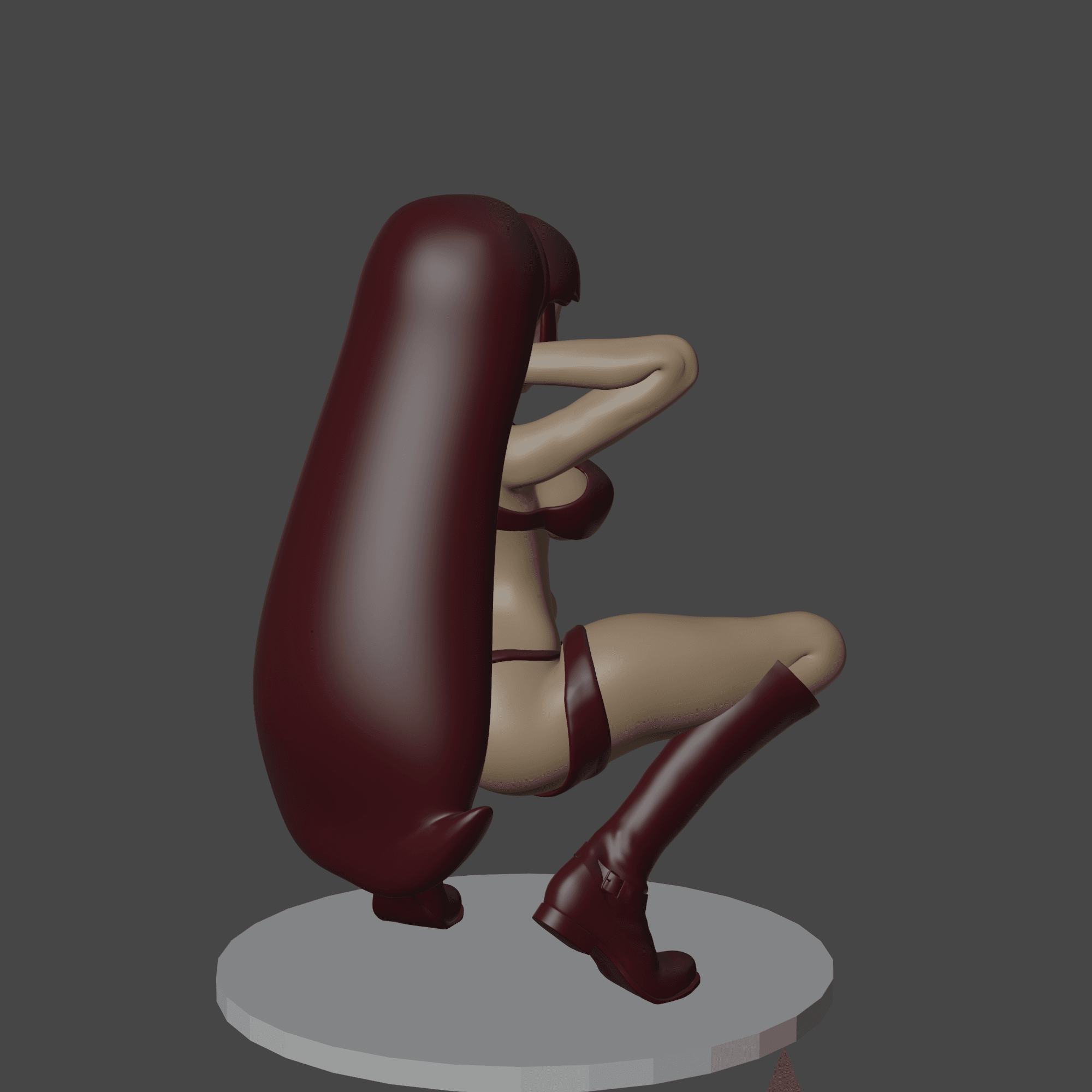 Playful Squatting Toon Girl in Bikini v2 3d model