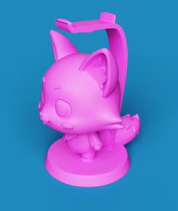 Cute Anime Fox Headphone Stand |Desk Decor 3d model