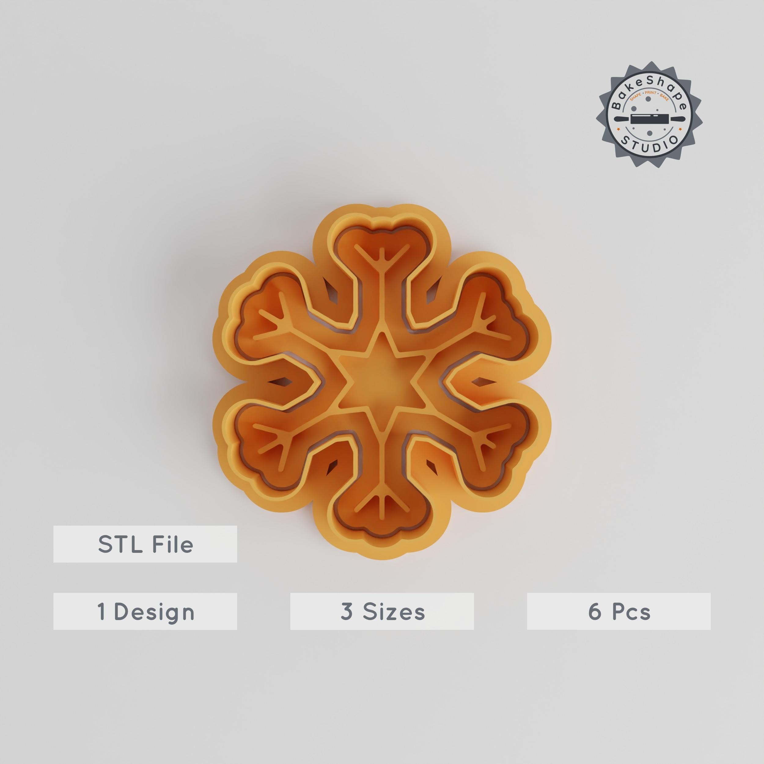 Snowflake Shape Cutter & Stamp Set, Perfect for Cookies & Fondant, Includes 3 Sizes, 6 Pieces, Winter Baking Decor PRODUCT_4951 3d model