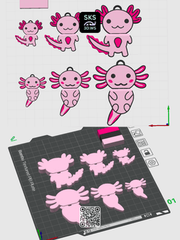 Axolotl Wiggle Keyring 3d model