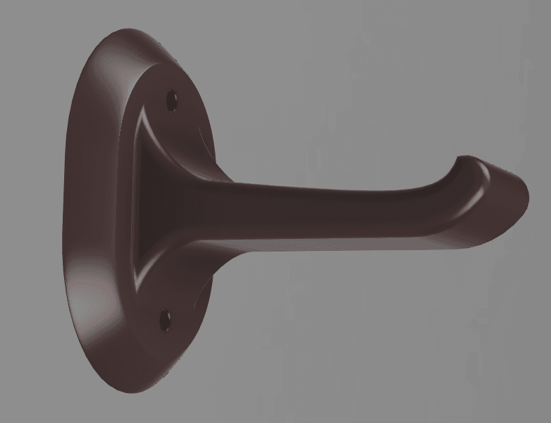Wall-Mount Hook with Curved Support 3d model