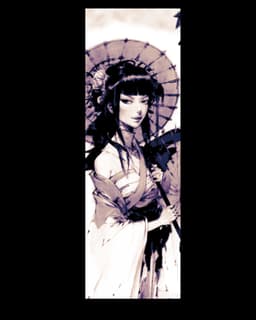 Rough Sketches of beautiful Asian Women - Set of Bookmarks 3d model