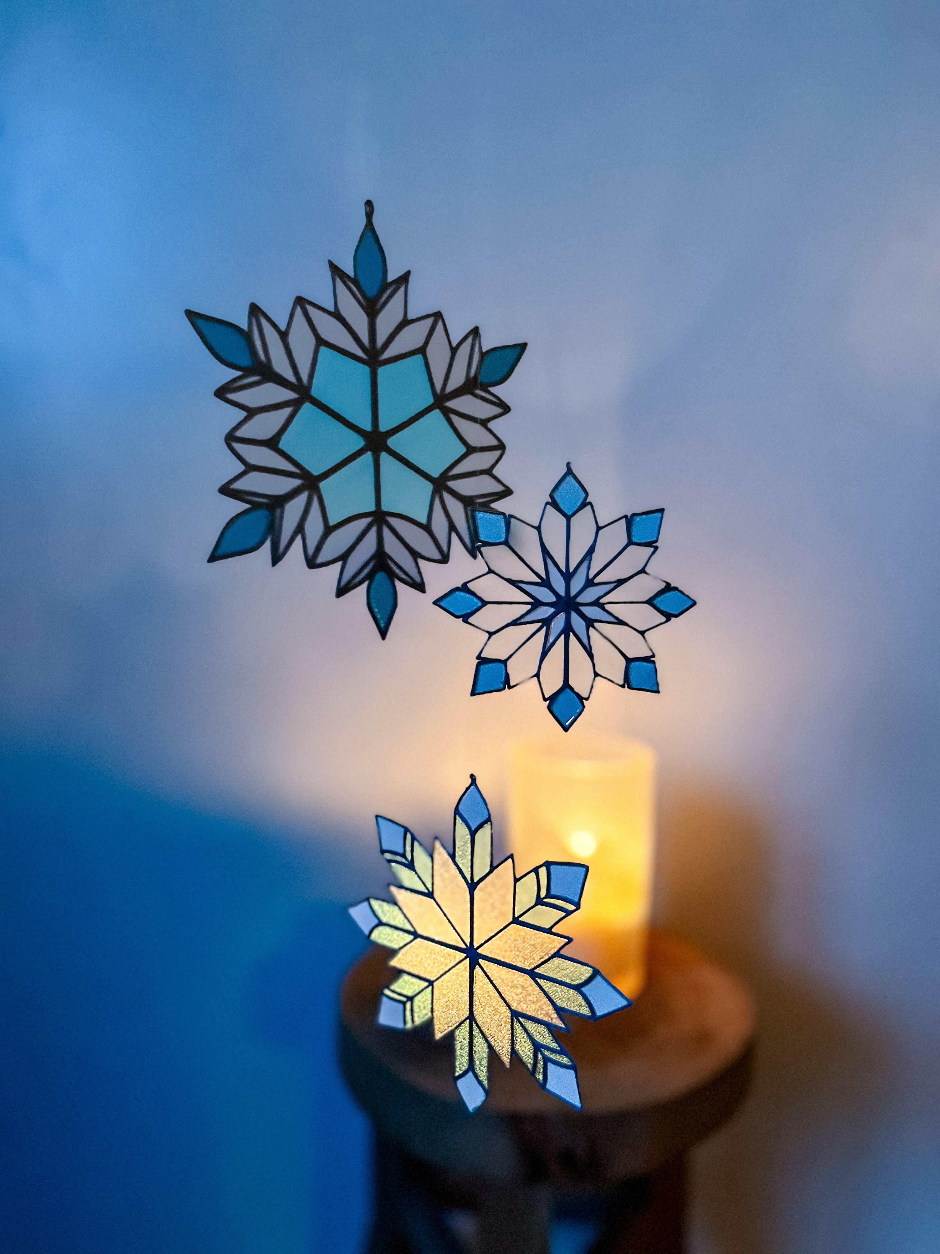 Stained Glass Snowflake Decorations 3d model