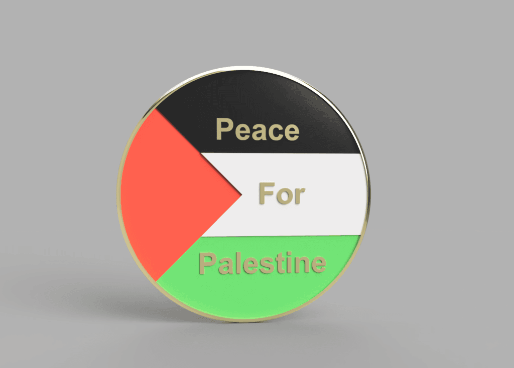 Peace for Palestine Button Round 3d model