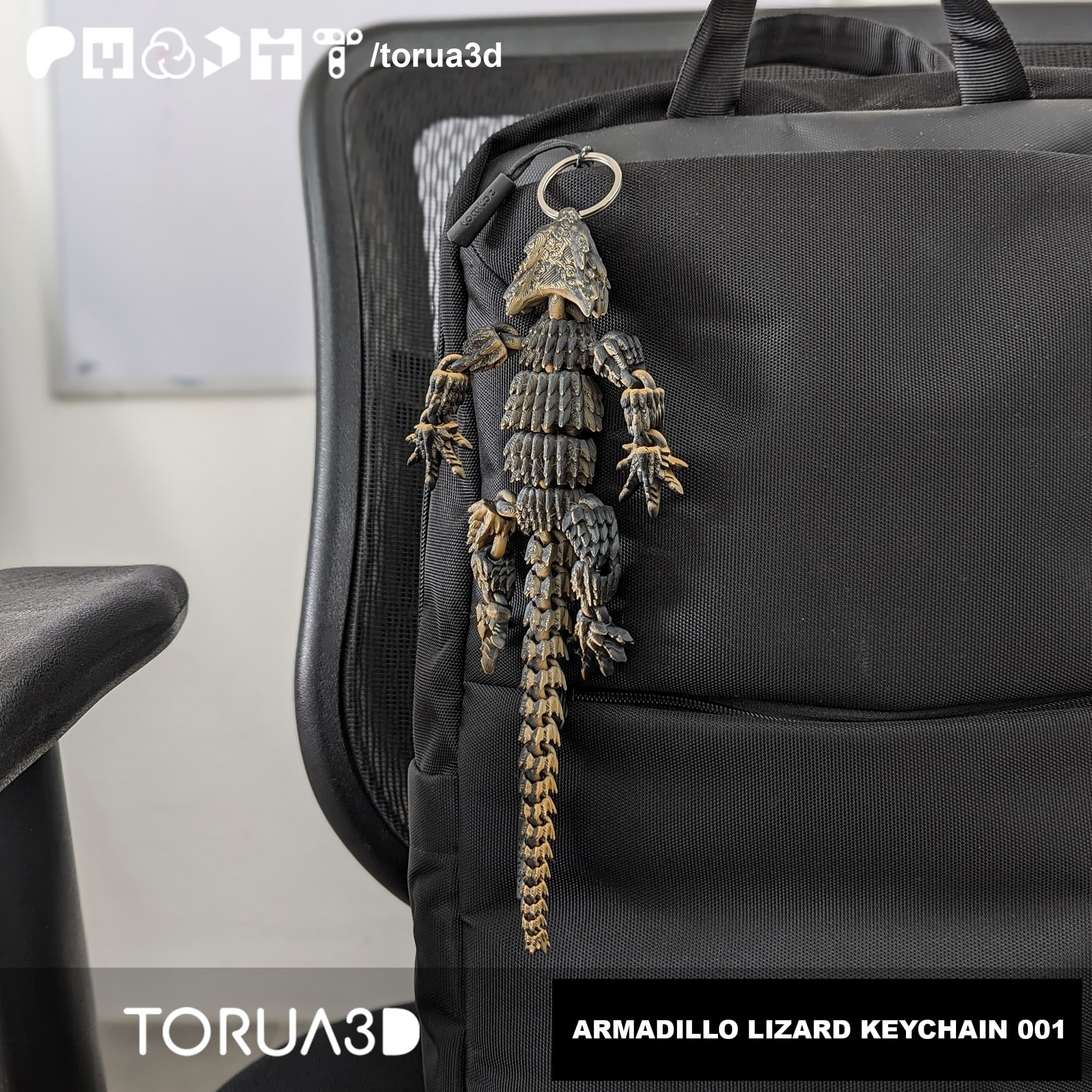 ARMADILLO LIZARD KEYCHAIN 001 - Articulated - Print in place - STL File 3d model