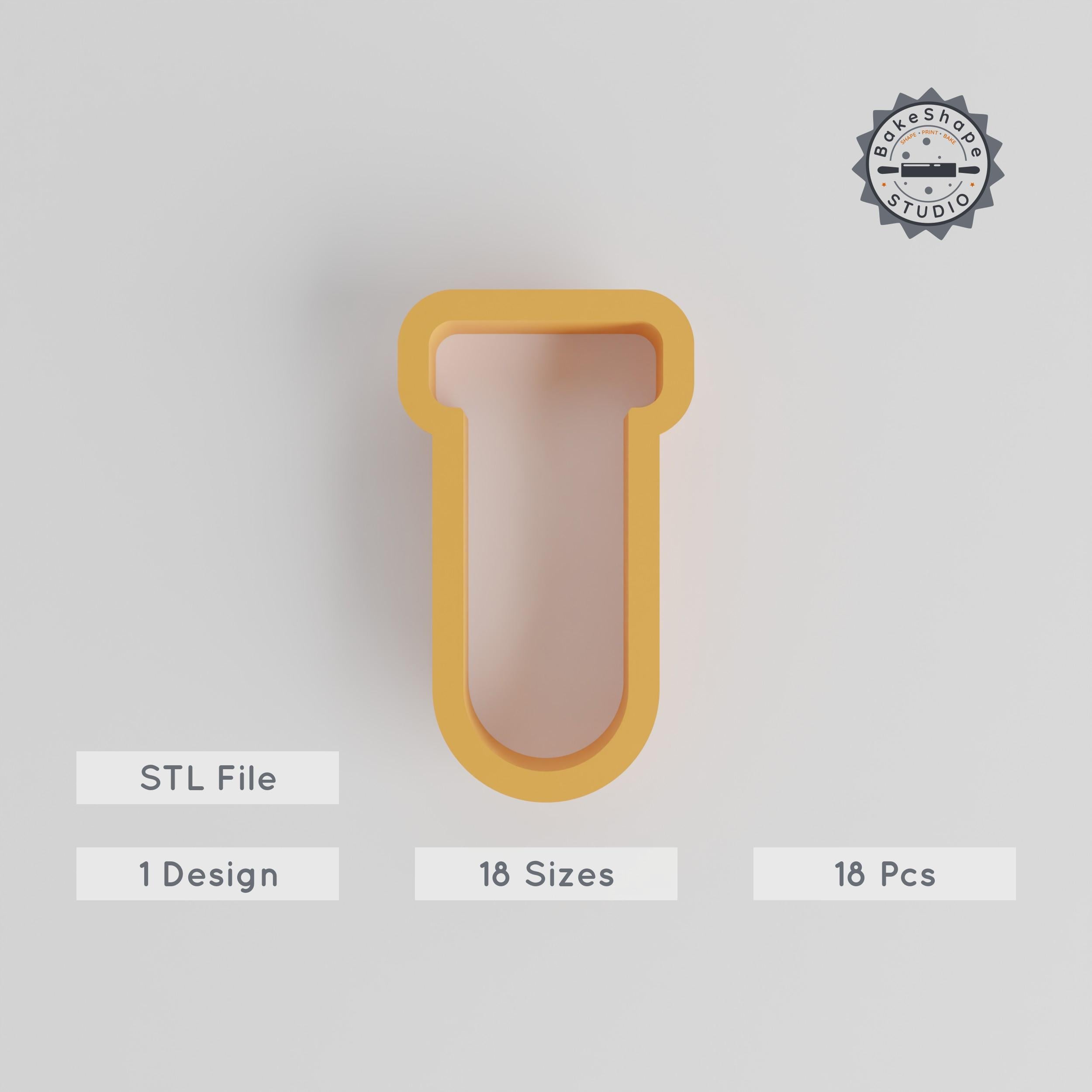 Test Tube Shape Cutter Set, 18 Sizes 0.75" - 5.00", Cookie & Fondant Craft STL, Medical Laboratory Science Design 3D Printing PRODUCT_3658 3d model