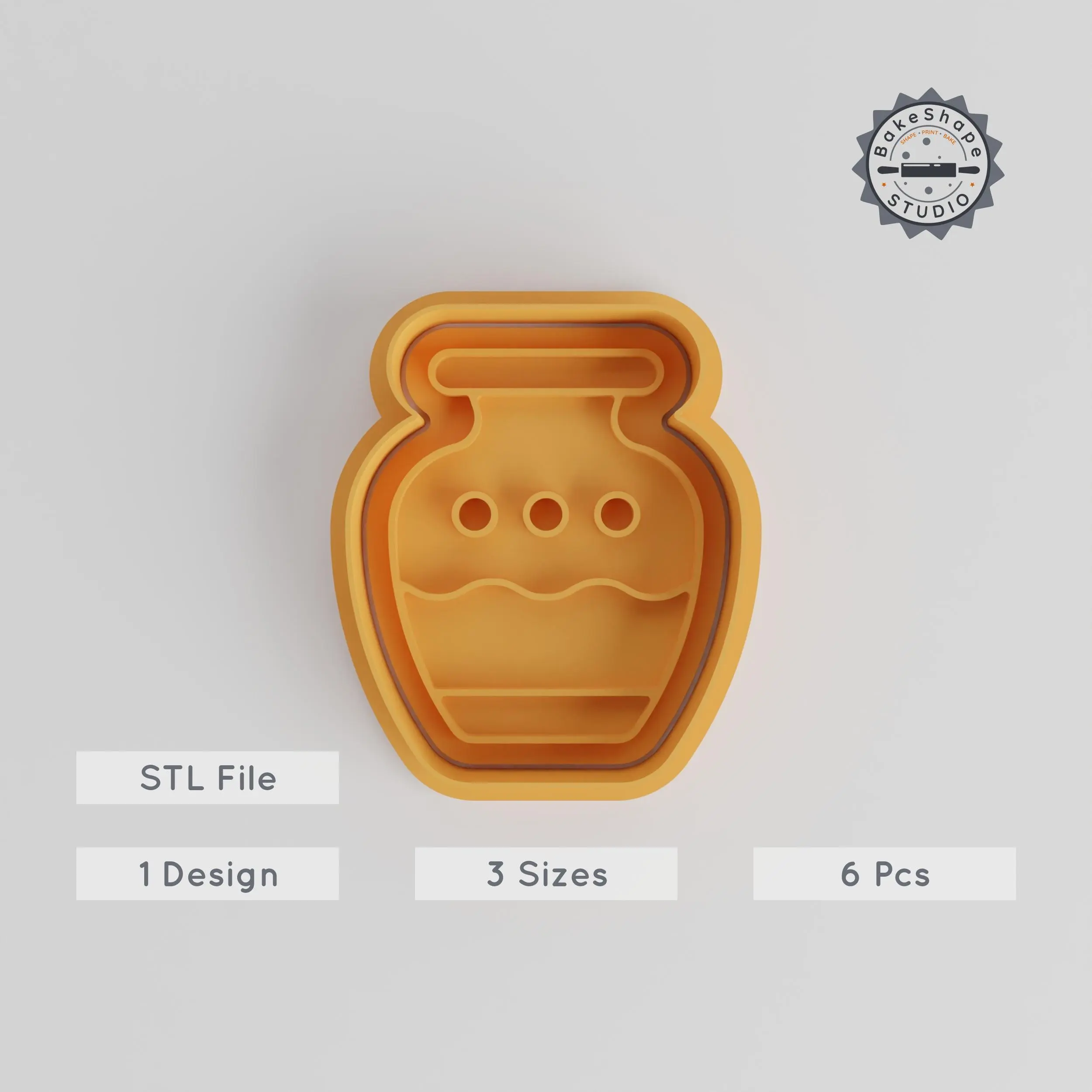 Vase Shape Cutter & Stamp Set, Perfect for Cookies & Fondant, Includes Sizes S/M/L, 6-Piece Elegant Ornament Decoration Set PRODUCT_4508 3d model