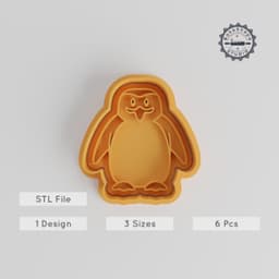 Penguin Shape Cutter & Stamp, Cookie & Fondant Decoration Set, 6 Piece Bundle, S/M/L Sizes, Perfect for Wildlife & Sea Theme PRODUCT_5571 3d model