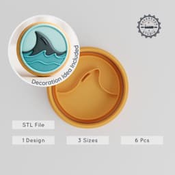 Shark Fin Cookie Cutter & Fondant Stamp, Ocean Fin Shape, 3 Sizes, 6 Pieces, Perfect for Beach & Marine Themes PRODUCT_323 3d model