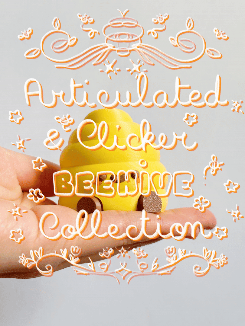 Cute Articulated & Clicker Beehive | No AMS | Print-in-place 3d model