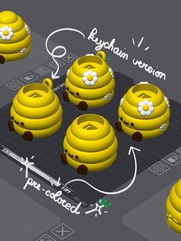 Cute Articulated & Clicker Beehive | No AMS | Print-in-place 3d model