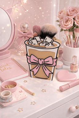 Iced Coffee Pencil Holder With A Bow 3d model