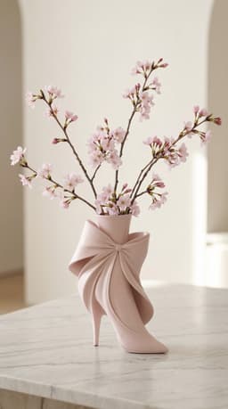 Coquette Stiletto Bow Vase | Surrealist High-Fashion Sculptural Decor 3d model