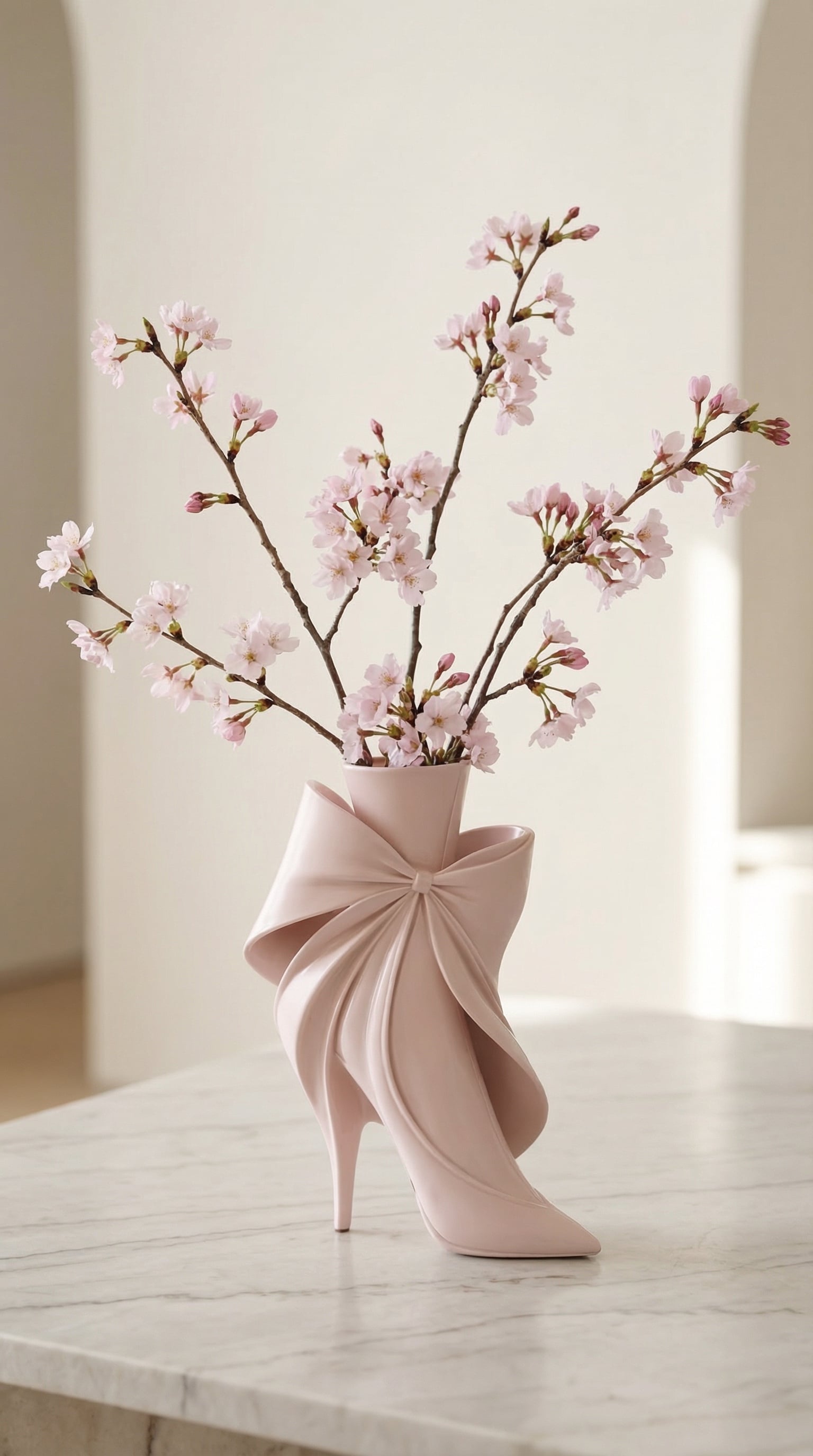 Coquette Stiletto Bow Vase | Surrealist High-Fashion Sculptural Decor 3d model