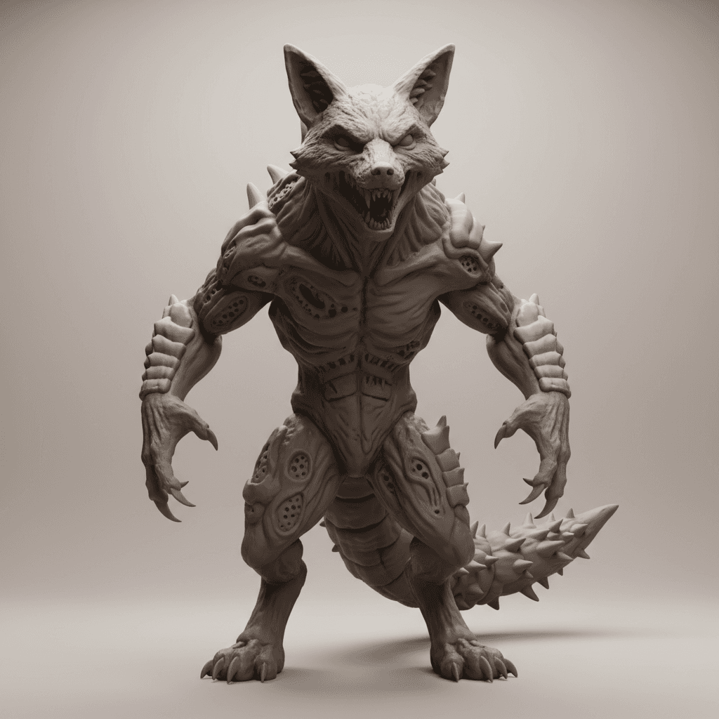 Zombie Fox Creature Monster Printable STL Download 3d model