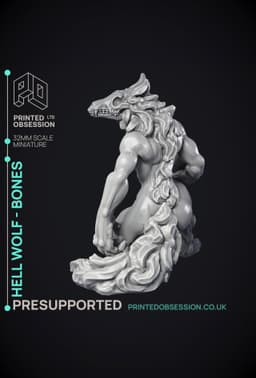 Hell Wolf - Bone - PRESUPPORTED - Hell Hath No Fury - 32mm Scale 3d model