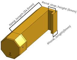 Parametric Multiboard Hooked Pegs (Bolt-Locked and Push-Fit) 3d model