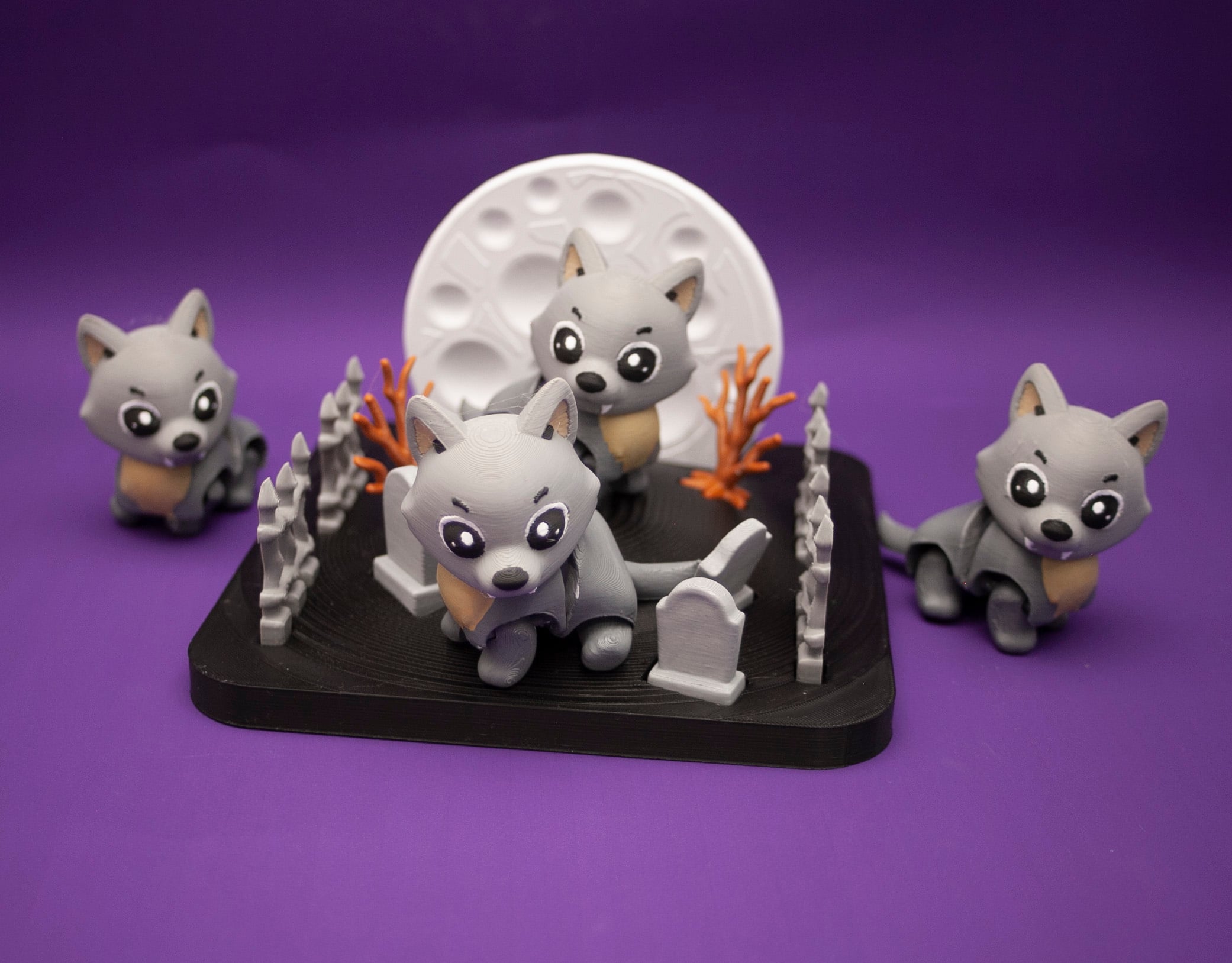 Wolf Moonlit Graveyard 3d model