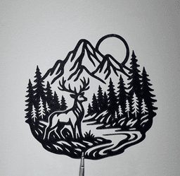 Deer Forest Mountain 2D Wall Art.stl 3d model
