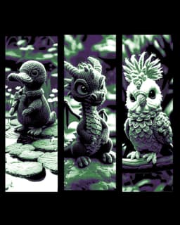 Unusual Animals enjoying nature - Knitted Stuffed animals Set of bookmarks 3d model