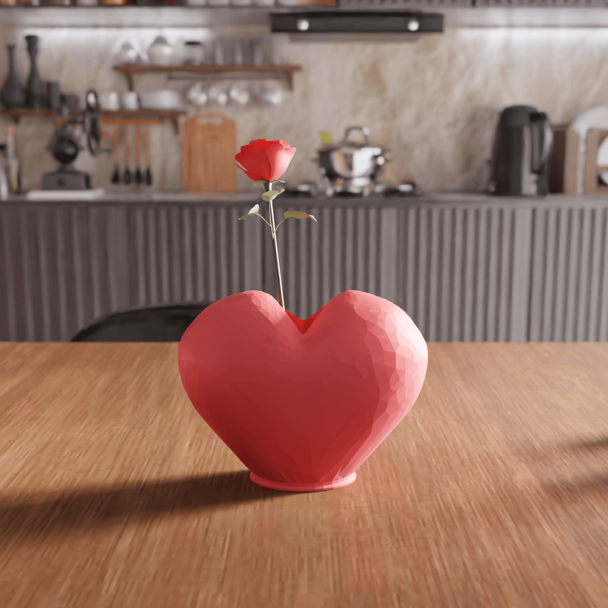 Heart Faceted Decorative Vase 3d model
