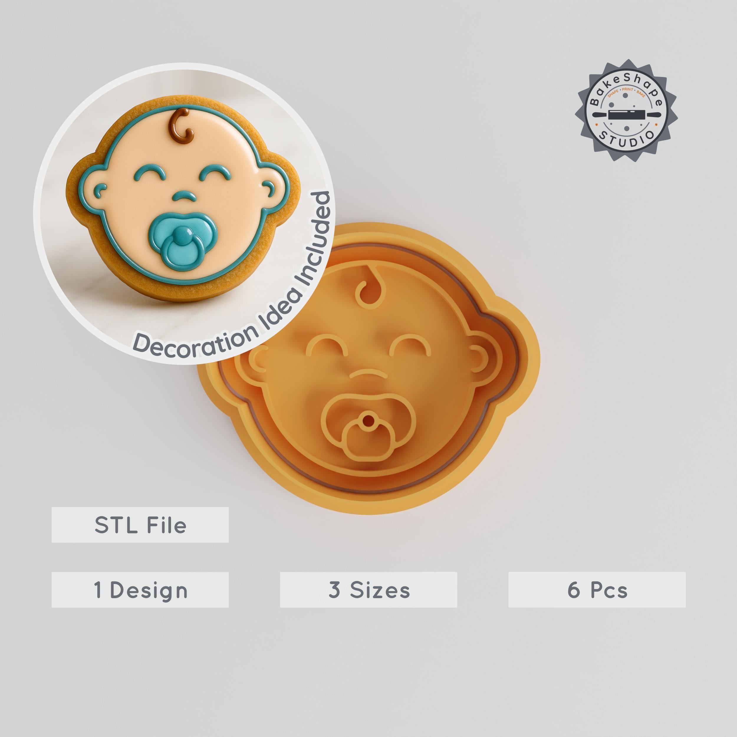 Baby Cookie Cutter & Stamp Set, Perfect for Cookies & Fondant, 3 Sizes, 6 Pieces PRODUCT_28 3d model
