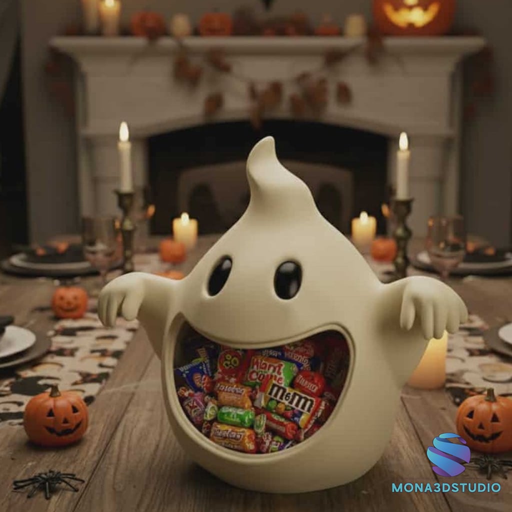 Spooky Ghost Candy Bowl 3D Printable Halloween Treat Holder 3d model