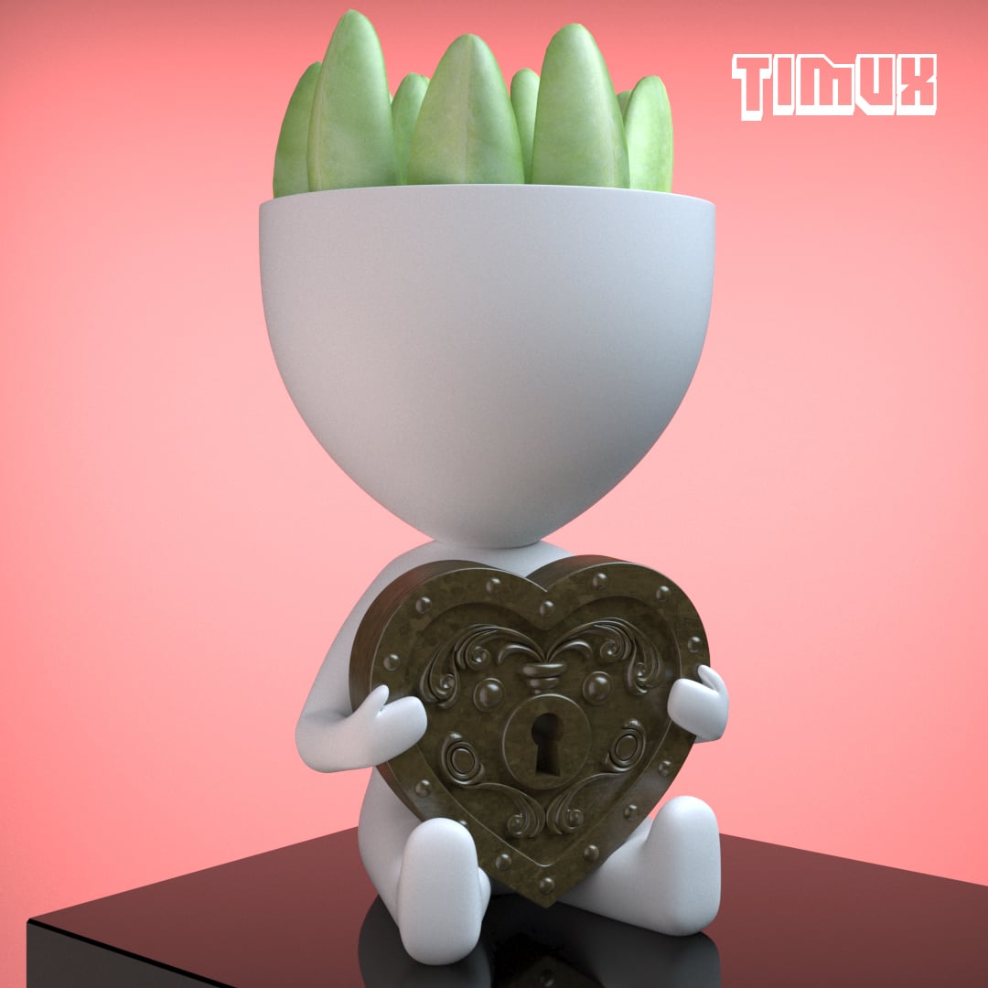 ROBERT PLANT WITH AN IRON LOCK HEART 3d model