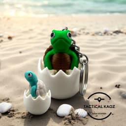 Sea Turtle Hatchling Fidget Clicker Keychain 3d model