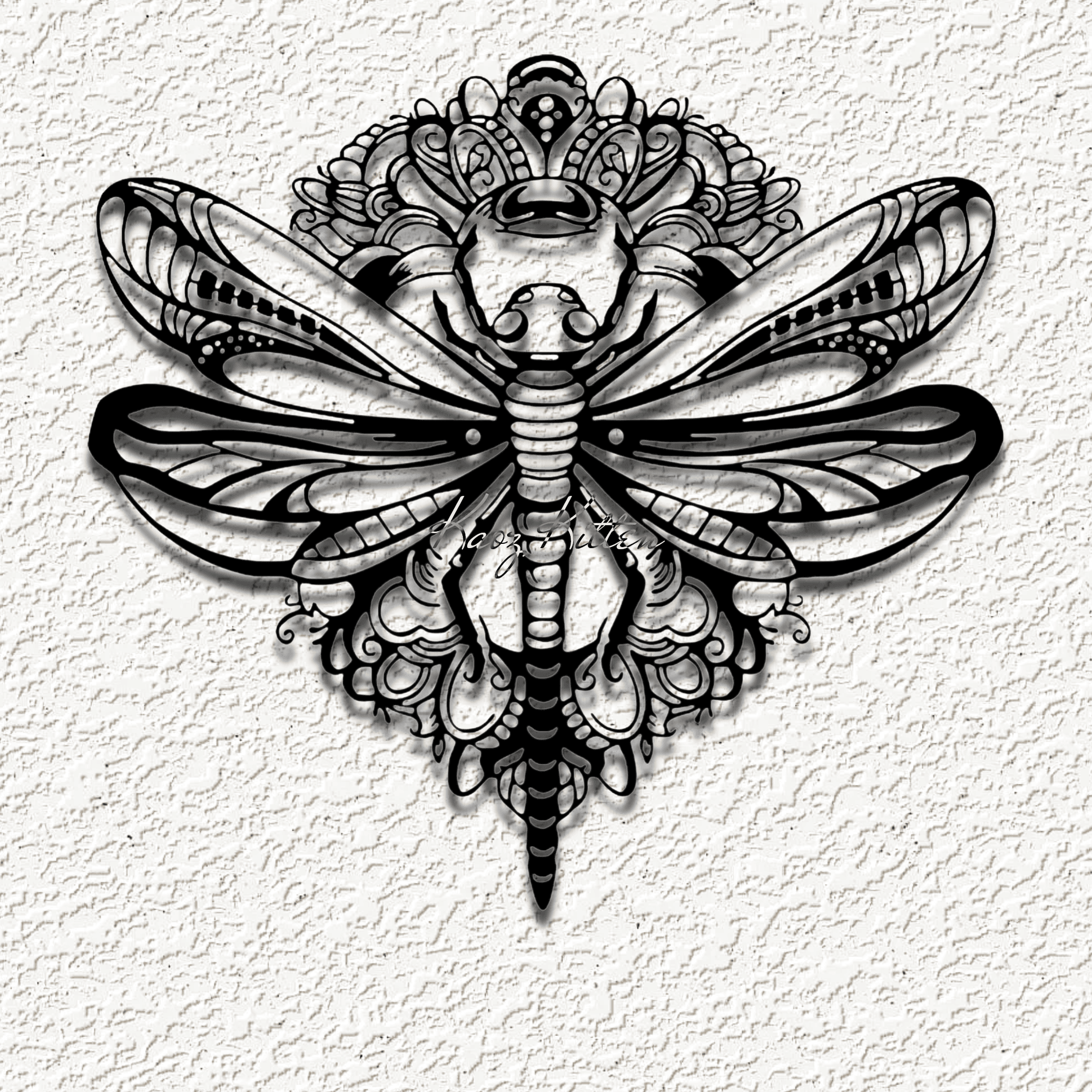 dragonfly flowers wall art home decor 3d model