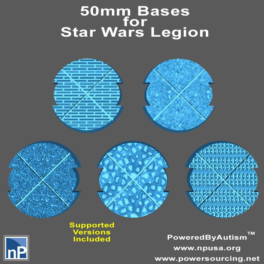 50mm Notched Round Bases for Miniatures - Pack 2 3d model