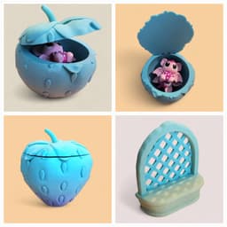 2025 Strawberry Bat Collection | Bat, Trellis Display, and Strawberry Container! 3d model