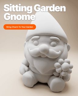 Sitting Garden Gnome with Flower – Chibi-Style 3D Printable Figurine 3d model