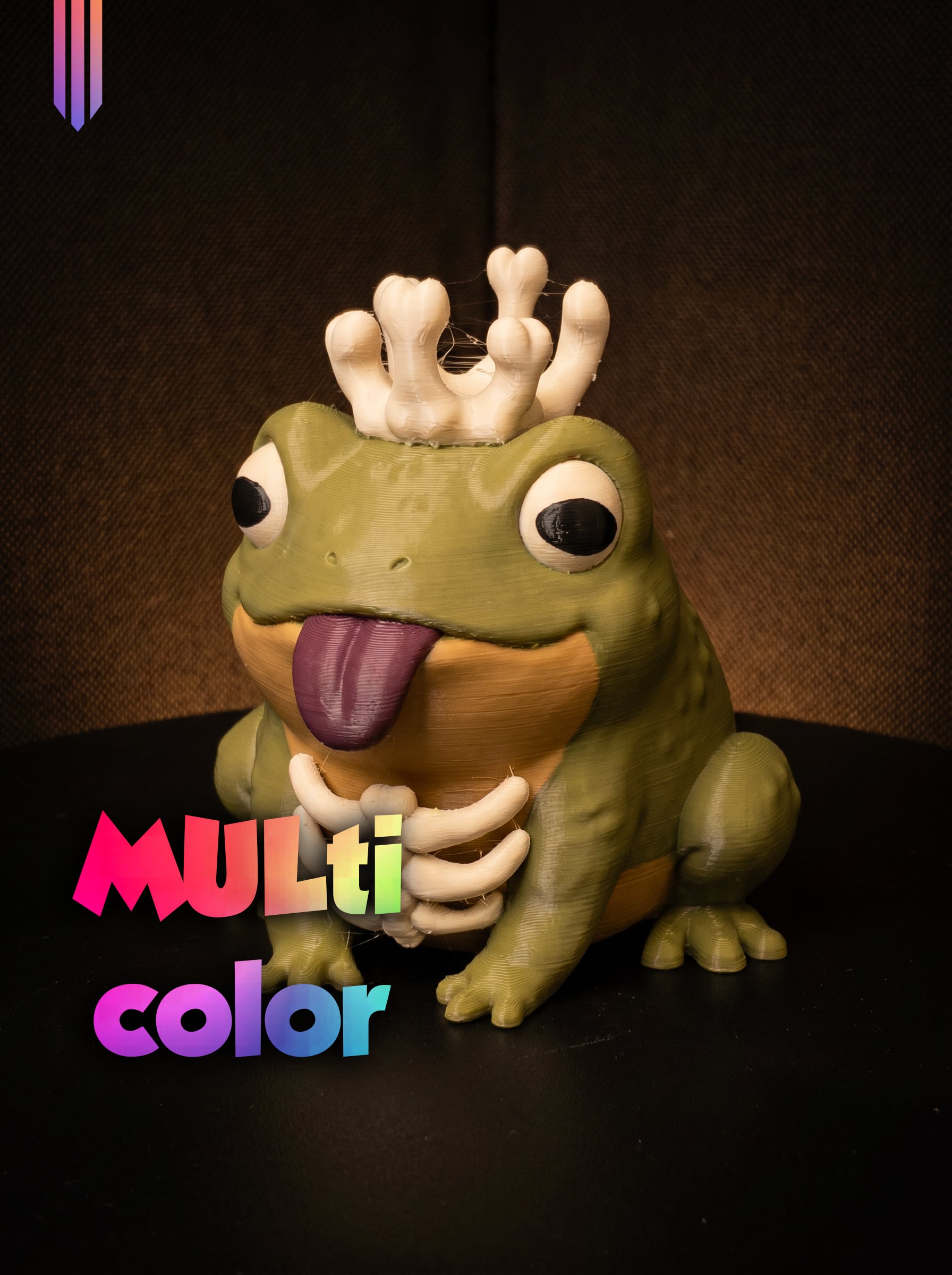 Frog King Figure 3MF | Fantasy Decor Multi-Color | Cute 3d model