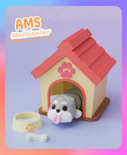 Flexi Schnauzer Dog Keychain with Dog House(Multicolor) 3d model