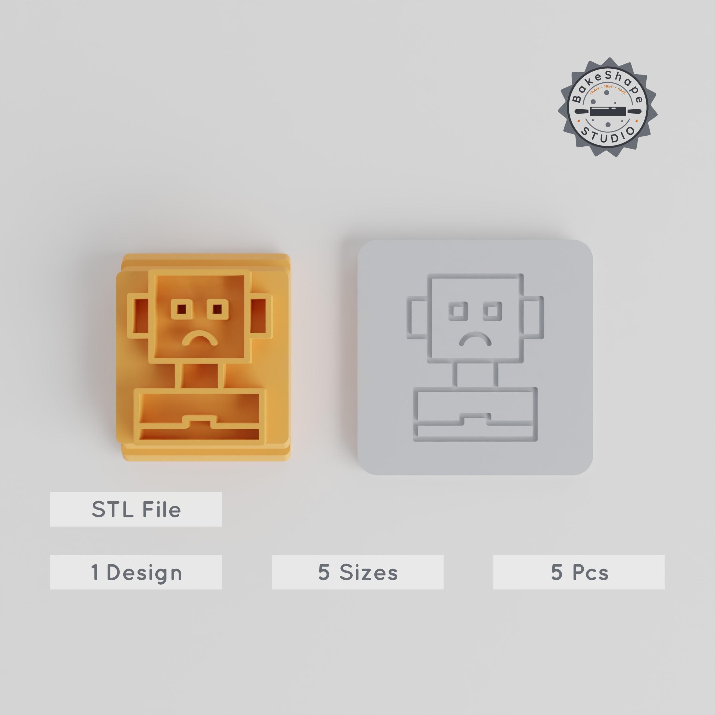 Robot Stamp Tile Set, 5 Sizes, Perfect for Clay, Cookies & Fondant PRODUCT_2322 3d model
