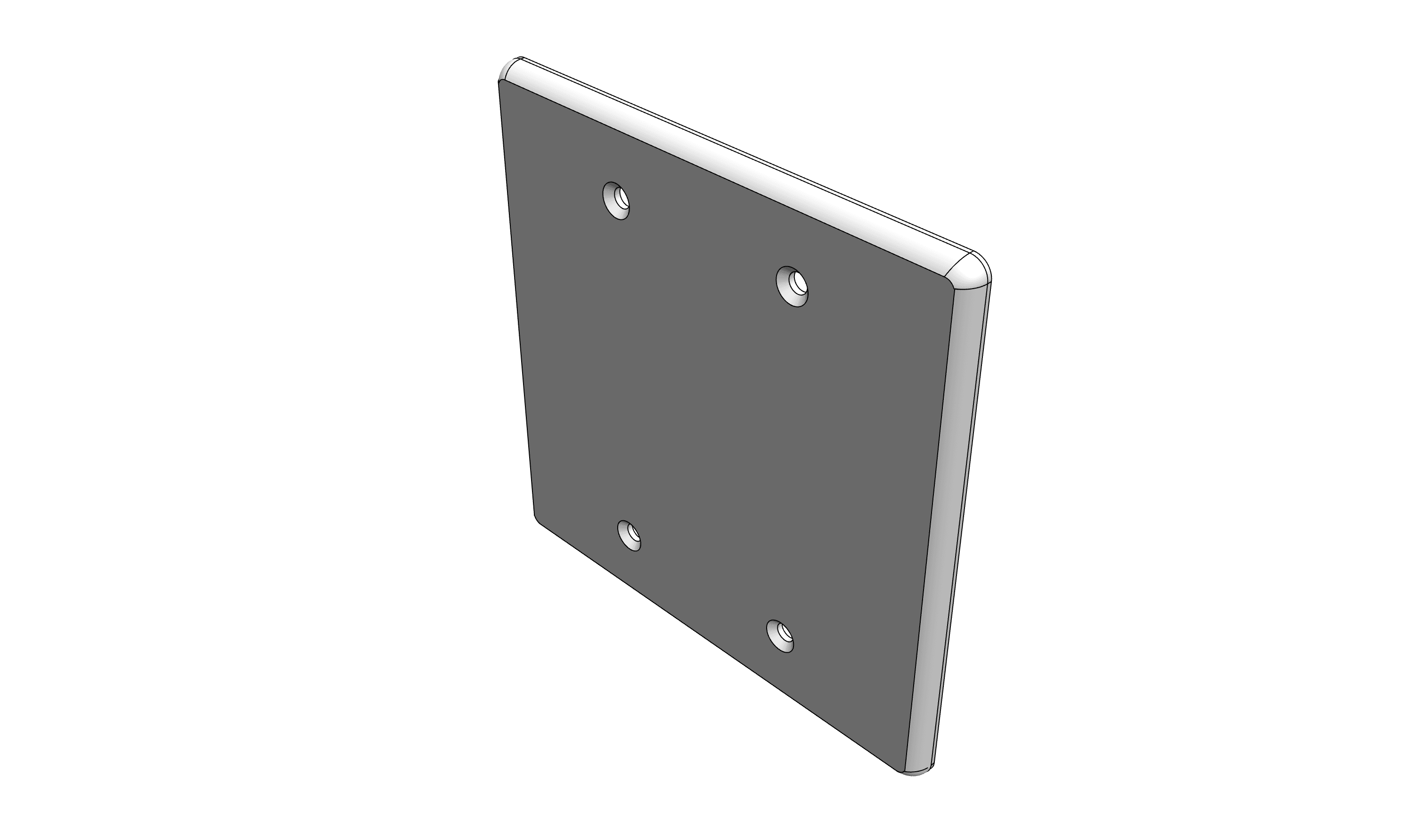 Two Gang Blank Wall Plate (Original Replacement) 3d model