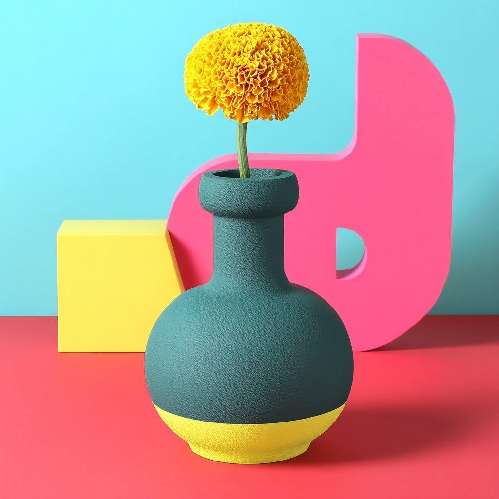 Luma Vase - Modern Black and Yellow Statement Vase 3d model